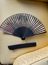 Load image into Gallery viewer, Happiness, Peace, Love &amp; Money Lace Black Batik Japanese Intention Tassel Fan Handmade Ornament
