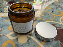 Load image into Gallery viewer, Evil Eye &amp; Protection Intention Lavender and eucalyptus Candle for Manifesting for Warding Away Negativity, Bad Energy, Spells &amp; Psychic Attacks 100g
