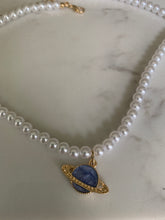 Load image into Gallery viewer, Love Intention Faux Pearl Saturn Necklace Unique for Boosting Love and Commitment in Life Affirmation Intention
