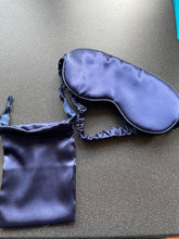 Load image into Gallery viewer, Good Sleep and Boost Intuition Sleep Eye Mask Blue Satin With Pouch For Under Pillow
