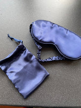 Load image into Gallery viewer, Good Sleep and Boost Intuition Sleep Eye Mask Blue Satin With Pouch For Under Pillow
