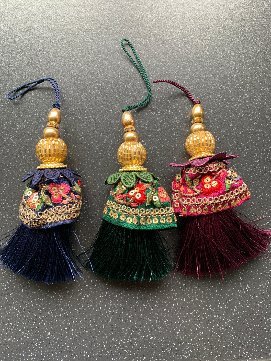 Black Magic Remover & Protection To Send Energy Back Intention Tassel Hand Embroidery Ornament for Warding Off Evil Eye & Negativity