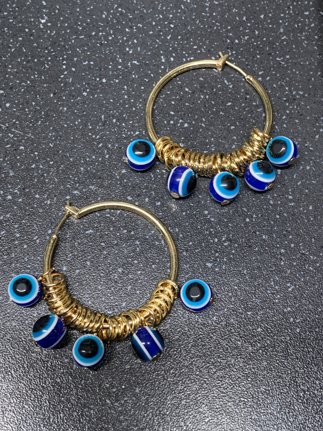 Evil Eye Earrings To Protect From Negative Energies, Attacks, Jealousy & More (Blue and gold)