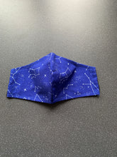 Load image into Gallery viewer, Blue Constellation Zodiac Cotton Face mask with Elastic &amp; Lined
