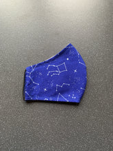 Load image into Gallery viewer, Blue Constellation Zodiac Cotton Face mask with Elastic &amp; Lined
