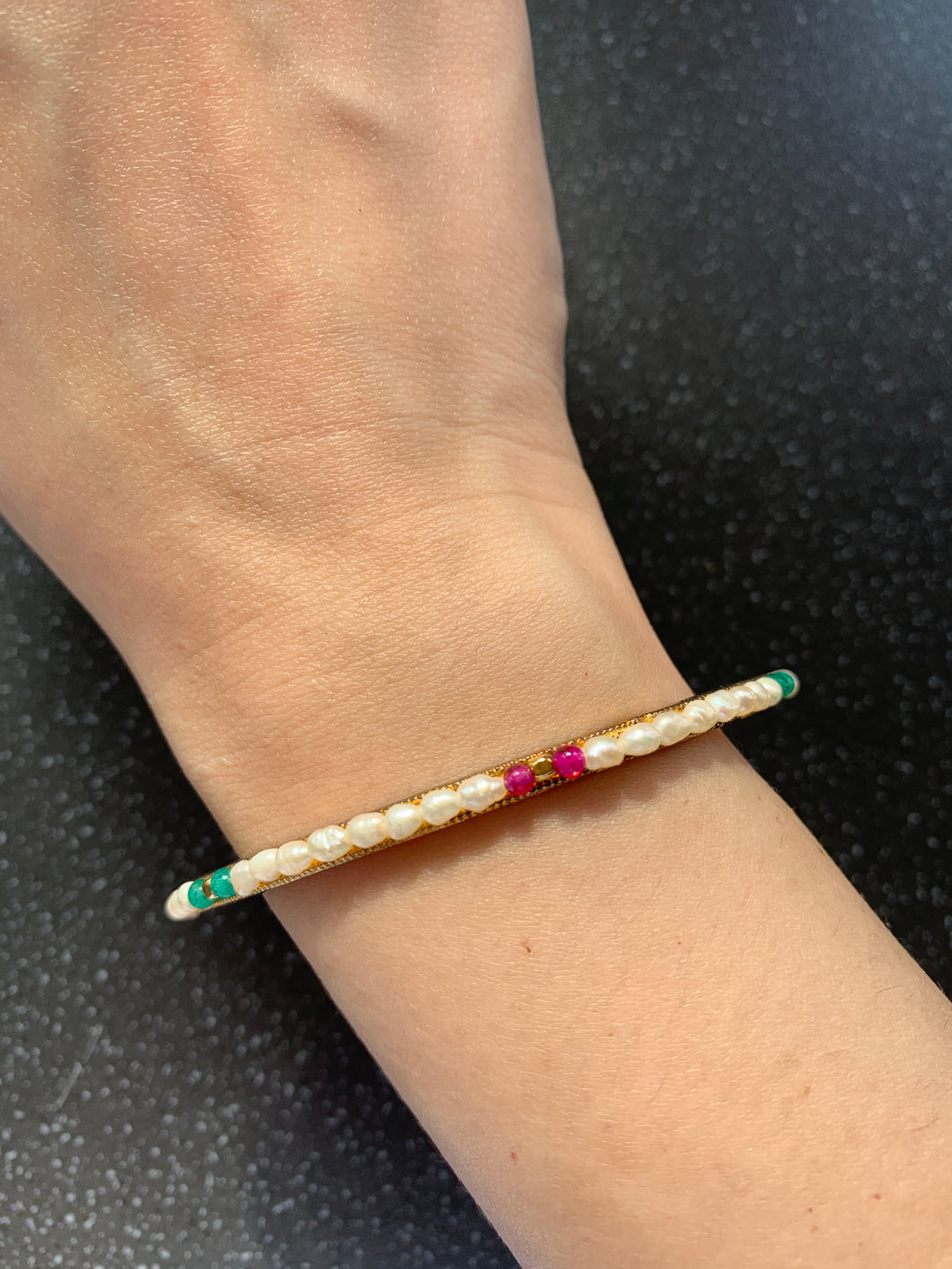 Soulmate Beaded Intention Bangle 6cm Diameter for True Love & Happiness