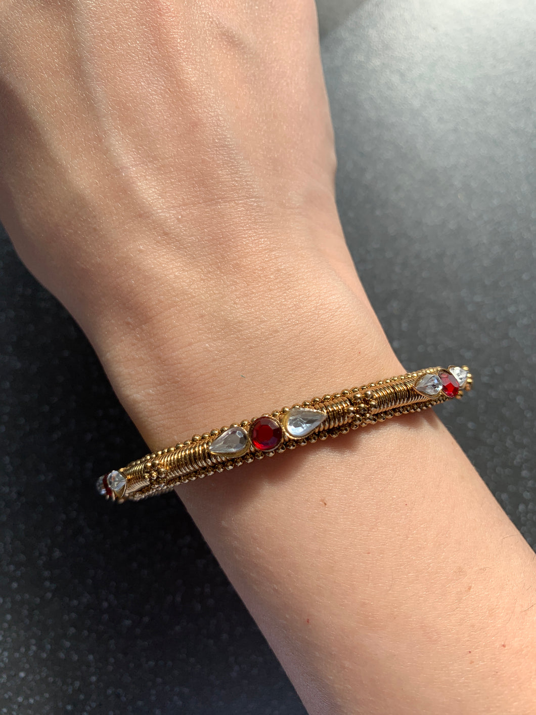 Law of Attraction & Success Intention Bangle Red, Silver & Gold 6cm Diameter