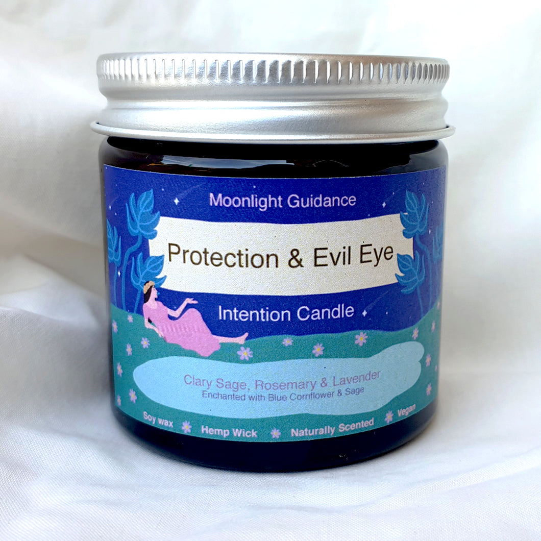 Evil Eye & Protection Intention Candle for Manifesting for Warding Away Negativity, Bad Energy, Spells & Psychic Attacks 60ml