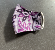 Load image into Gallery viewer, Purple Floral Print Cotton Face Mask with Elastic &amp; Lined
