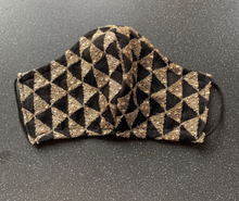 Load image into Gallery viewer, Black &amp; Gold Net Embellished Face mask with Elastic &amp; Lined
