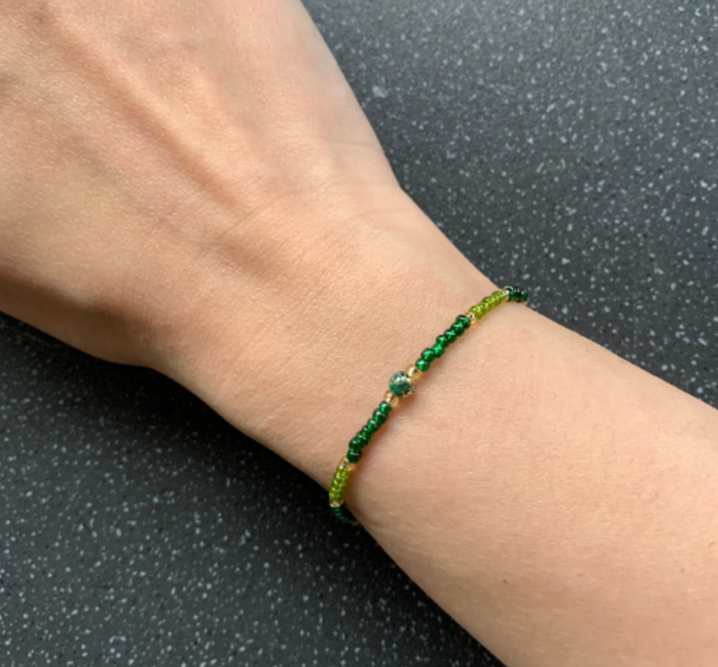 Emotional Health Intention Manifesting Tie Green Bracelet To Clear Emotional Blockages, Sadness, Bring Strength