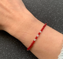 Load image into Gallery viewer, Root Chakra Intention Tie Bracelet Red Cotton Bracelet for Base Stability, Security, Purpose &amp; Pleasure in Life
