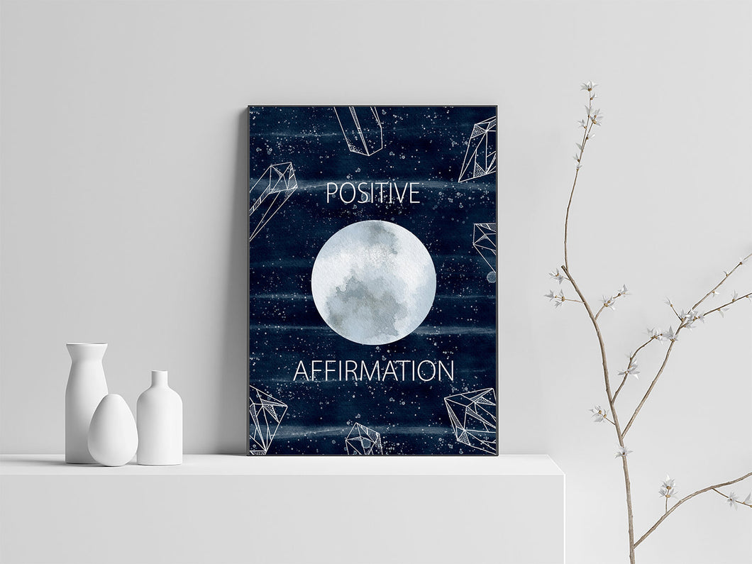 Positive Affirmation Quote Digital Art Print A4 Poster for Manifesting Love, Dreams, Success, Law of Attraction, Intention Room Wall Art