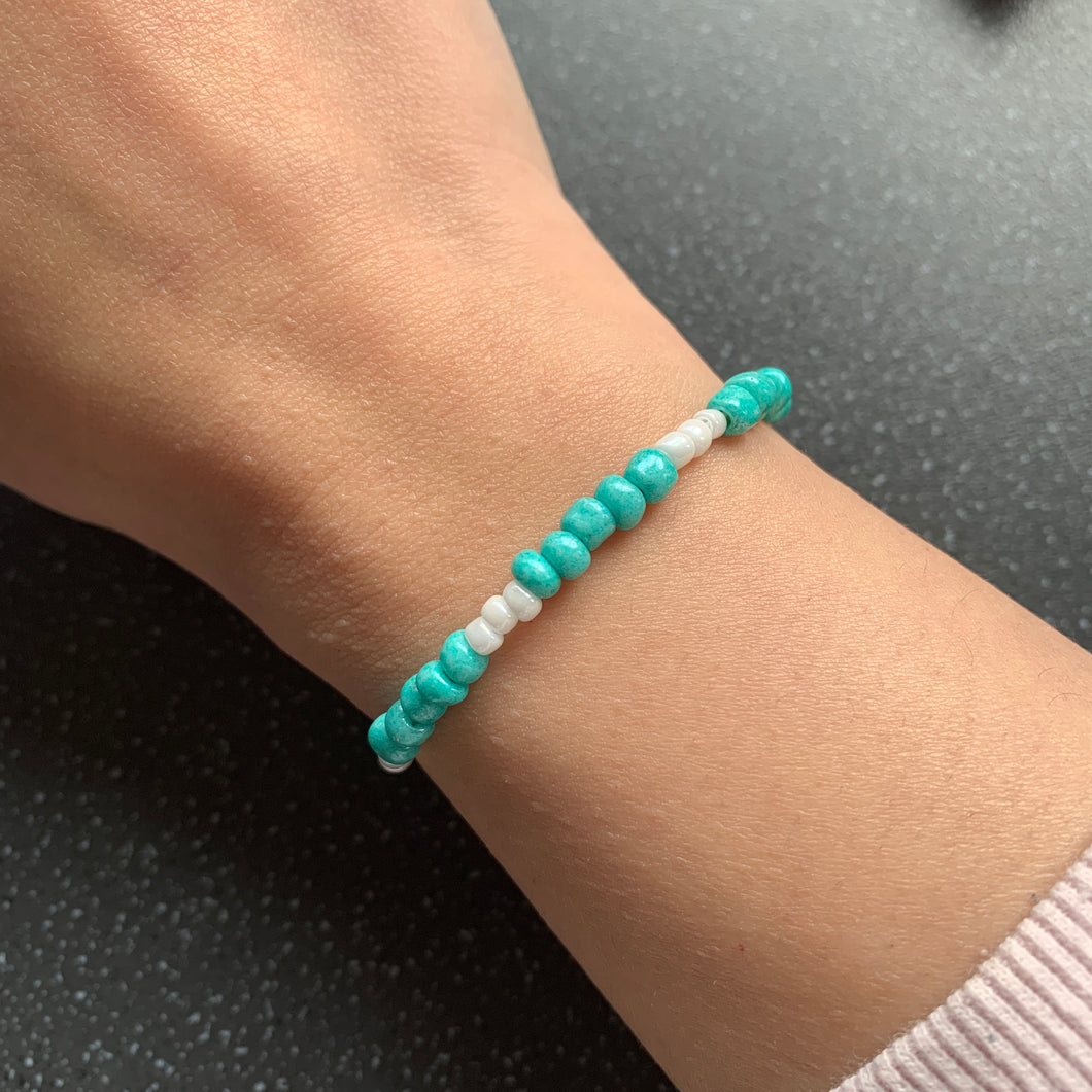 Mindfulness Intention Tie Bracelet for Being Present, Ikigai, In The Moment and Focusing On The Now and Less Stress Turquoise