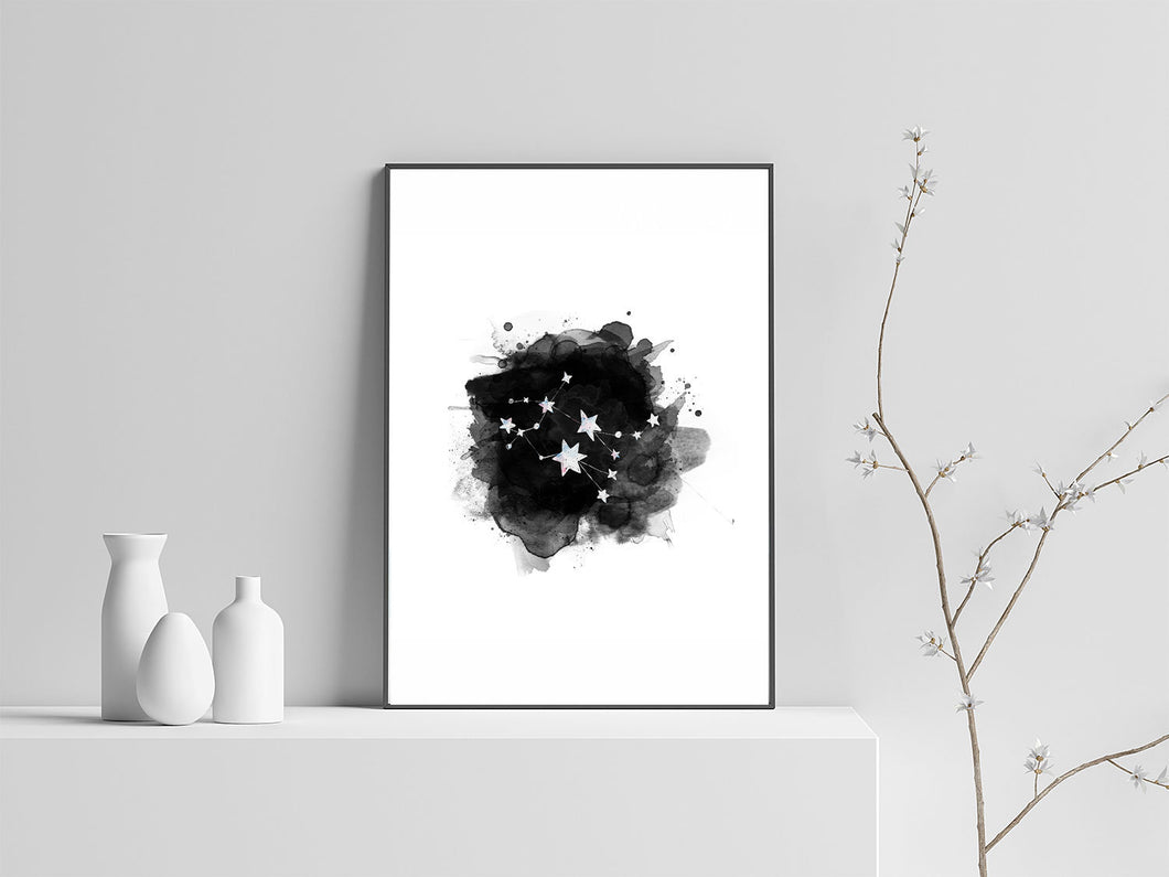 Gemini Constellation Art Print A4, Star Sign Print, Horoscope Print, Zodiac Wall Art, Zodiac Print, Astrology Wall Art,
