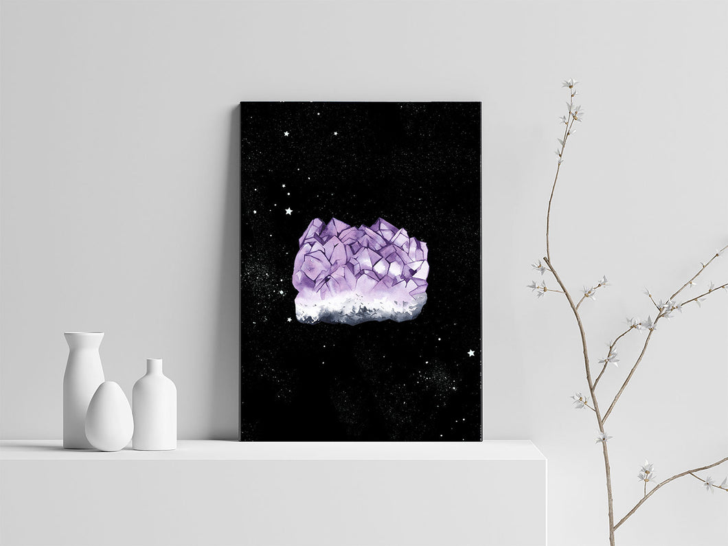 Crystal Watercolour Affirmation Digital Art Print A4 Poster, Crystal, Self Affirming Law of Attraction Intention Wall Art Bedroom Wall Art