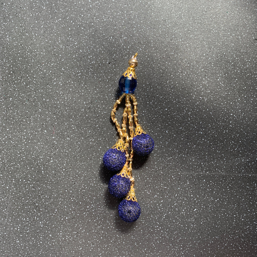 Make a Wish Intention Tassel Blue Hand Beaded Ornament for Manifesting Your Dreams and Wishes Rhinestone Hanging Charm Lux Decor