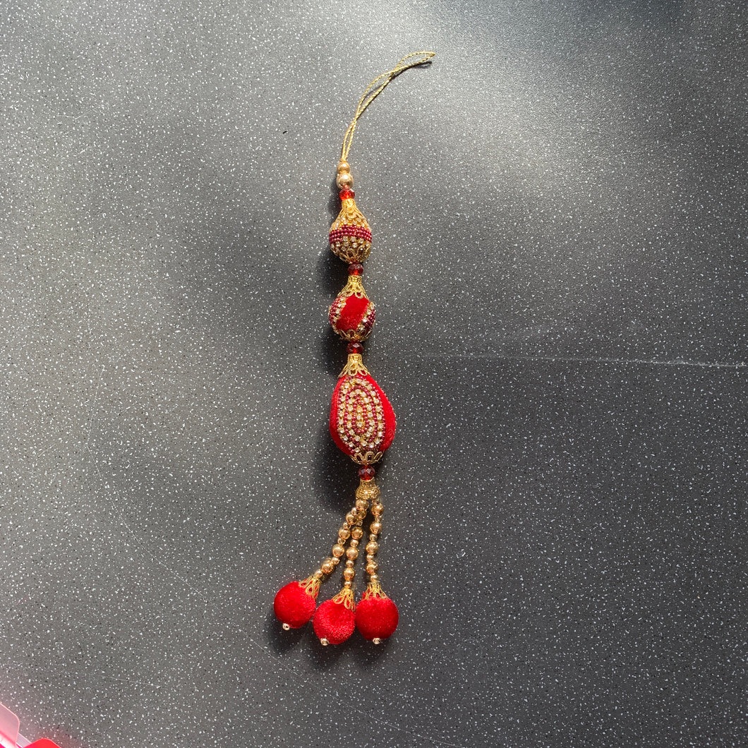 Love Intention Tassel Red Beaded Ornament for Strong Relationships, Strengthening Connections Rhinestone Hanging Handmade Charm Decor