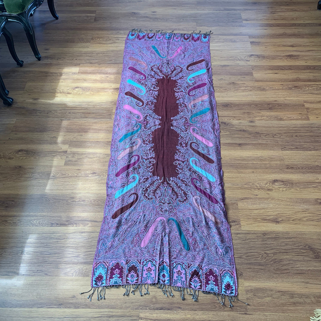 Love Paisley Pashmina Shawl Scarf Hand Beaded Teal, Red, Pink, Blue, Purple, Cream Tarot Style Design Warm Soft 100% Cashmere Blend Fabric