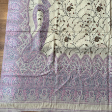 Load image into Gallery viewer, Love Hand Embroidered Floral Pashmina Shawl Scarf Purple Pretty Design Border Flower Embroidery Design Warm Soft 100% Cashmere Blend Fabric

