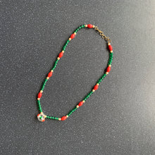 Load image into Gallery viewer, Love Necklace Clasp Beaded Two Tone Pendant Green Red for Attracting Love, Commitment and Heart Chakra Statement Intention Jewellery
