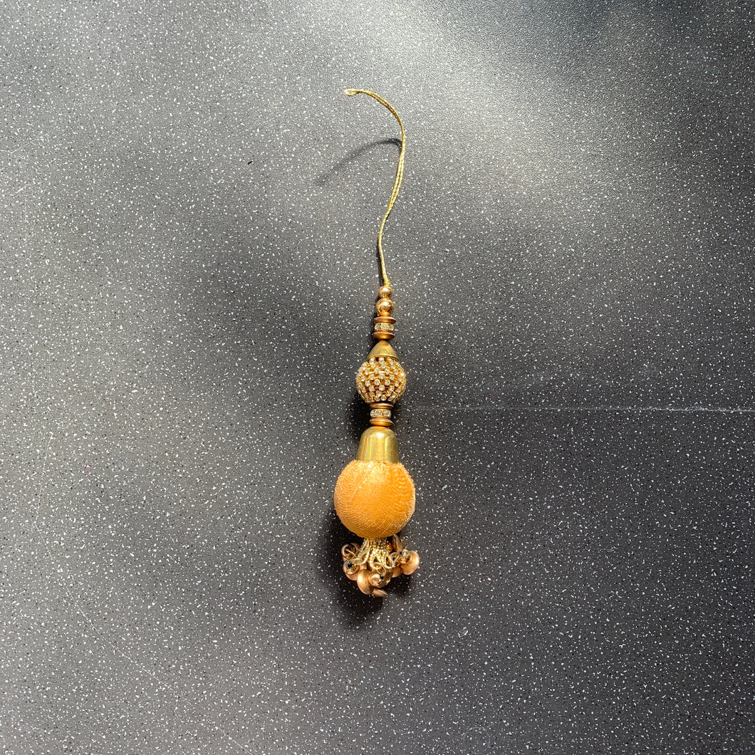 Attract Success & Happiness Hanging Yellow Beaded Pom Pom Intention Decoration Tassel