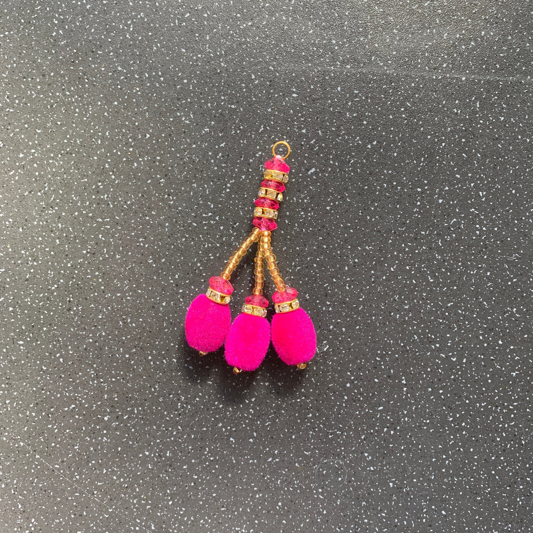 Twin Flame Love Intention Tassel Hot Pink Fuchsia Beaded Ornament for Strong Relationships, Strengthening Heart Chakra Handmade Hanging Beaded Decor