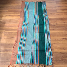 Load image into Gallery viewer, Peace Heart Chakra Pashmina Stripe Vertical Pattern Reversible Wear Both Ways Shawl Scarf Green, Blue Pink Multicolour Warm Soft 100% Cashmere Blend Fabric

