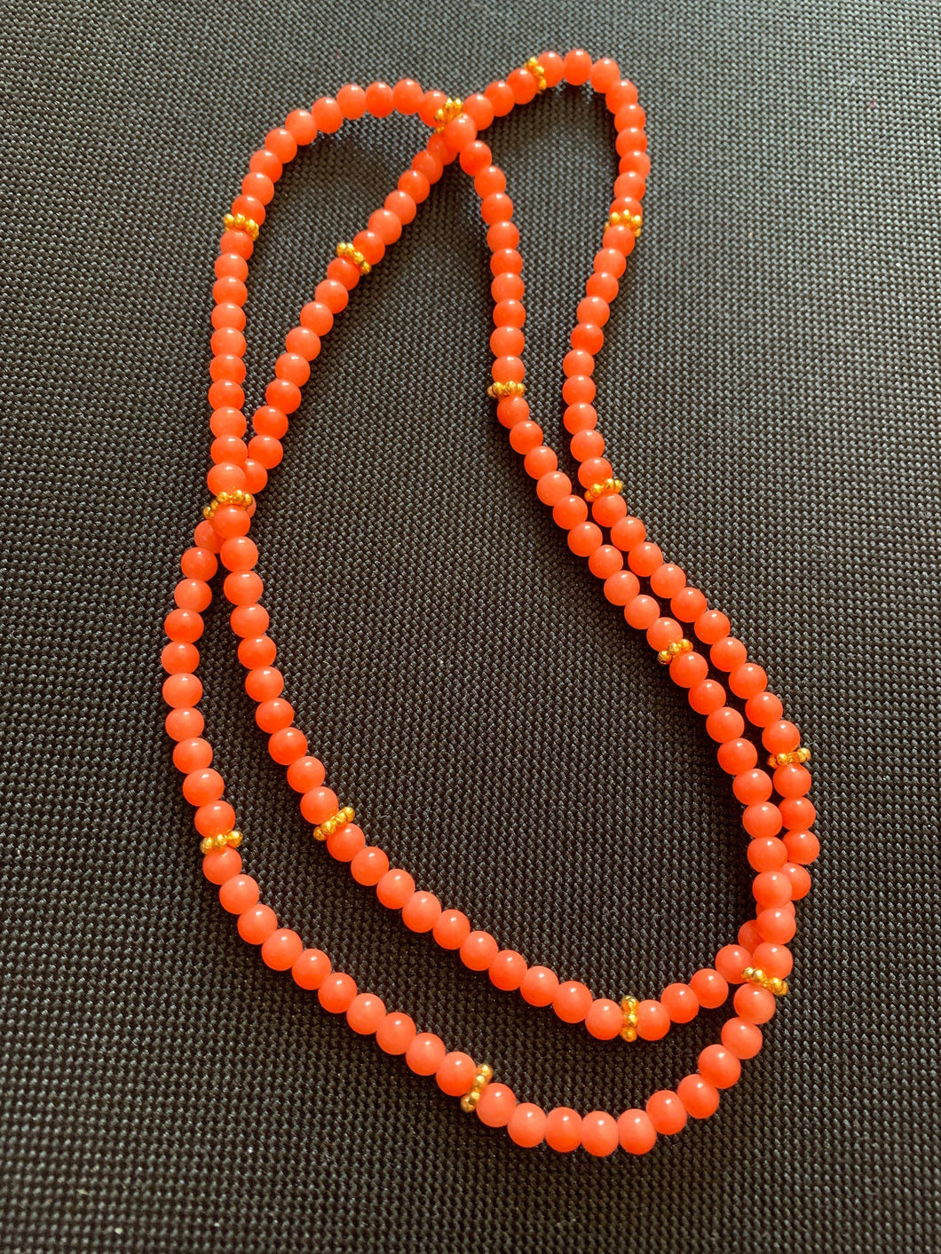 Law Of Attraction Over The Head Beaded Orange and Gold for Manifesting Success and Joy Faux Pearl Fashion Statement Intention Jewellery