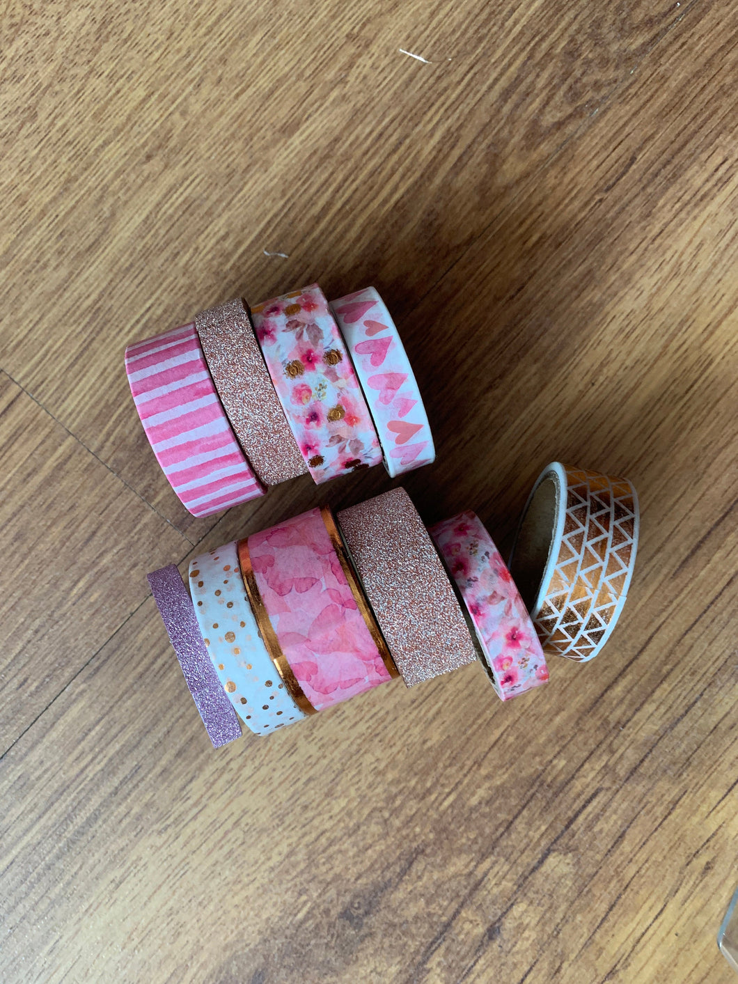 Washi Tape 10 Rolls Pink Rose gold Artistic Rolls for Journalling, Scrapbooking, crafting, planning & decoration Sparkly Tapes