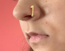 Load image into Gallery viewer, Nose Ring Press on Faux Ring Coil Style Faux Piercing Ring for Nose Golden
