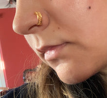Load image into Gallery viewer, Nose Ring Press on Faux Ring Intricate Detail Style Faux Piercing Ring for Nose Golden
