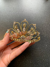 Load image into Gallery viewer, Good Luck Crown Tiara Hair Piece Decoration with Grips Gold Rhinestones for Prom, Wedding Quinceanera party Queen Princess Headpiece Jewellery
