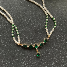 Load image into Gallery viewer, Love Necklace Clasp Beaded Two Tone Pendant Green White for Attracting Love, Commitment and Heart Chakra Statement Intention Jewellery
