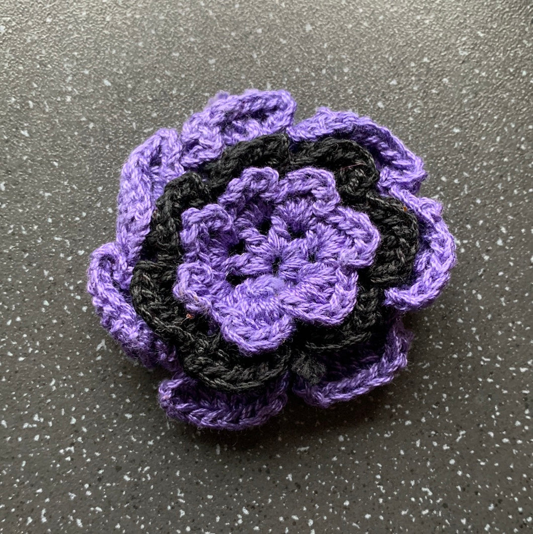 Manifest Your Specific Person Intention Manifesting Black & Purple Yin & Yang Crochet Flower