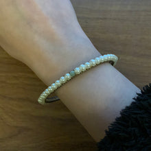 Load image into Gallery viewer, Law of Attraction Green and White Beaded Intention Bangle for Manifesting Your Dreams 6.5cm
